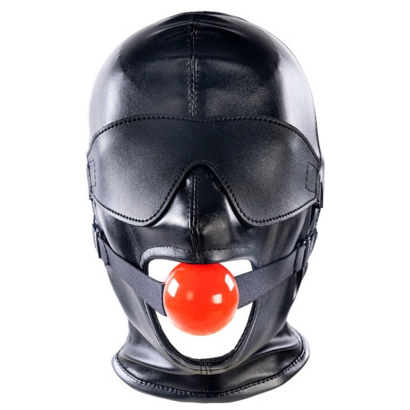 Cagoule SM avec Bâillon et masque SUBFULL Noire