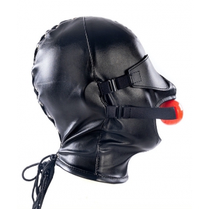 Cagoule SM avec Bâillon et masque SUBFULL Noire
