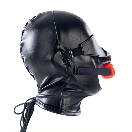 Cagoule SM avec Bâillon et masque SUBFULL Noire