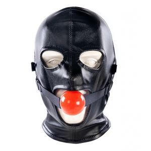 Cagoule SM avec Bâillon et masque SUBFULL Noire