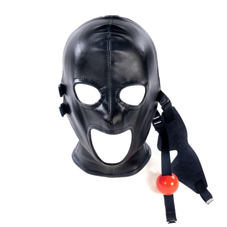 Cagoule SM avec Bâillon et masque SUBFULL Noire