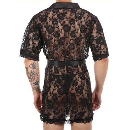 Peignoir court Dentelle NIGHT LACE Noir