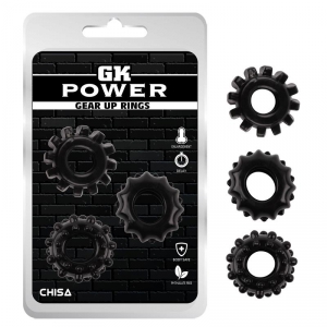 Lot de 3 Cockrings souples GEAR UP Noirs