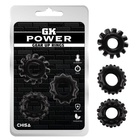 Lot de 3 Cockrings souples GEAR UP Noirs