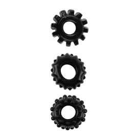Lot de 3 Cockrings souples GEAR UP Noirs