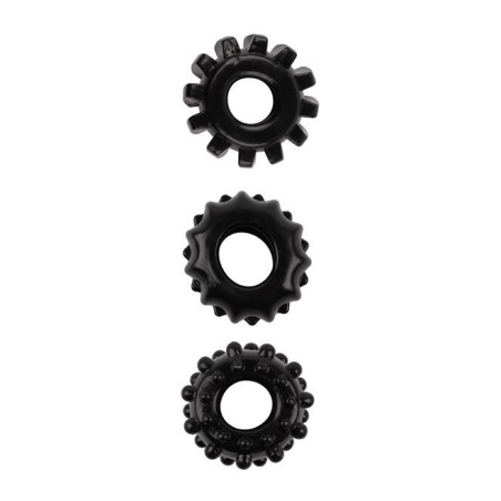 Lot de 3 Cockrings souples GEAR UP Noirs