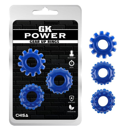 Lot de 3 Cockrings souples GEAR UP Bleus