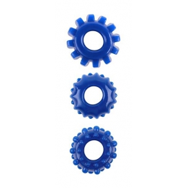 Lot de 3 Cockrings souples GEAR UP Bleus