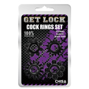 Lot de 4 Cockrings souples RING STARS Noirs