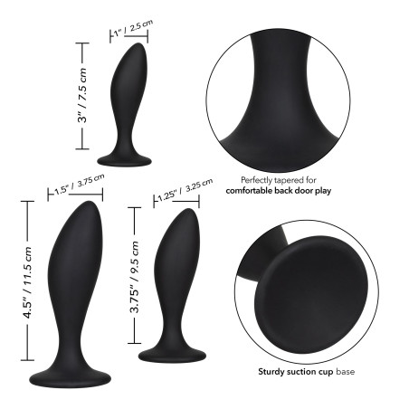 Lot de 3 plugs en silicone CURVE KIT Noirs