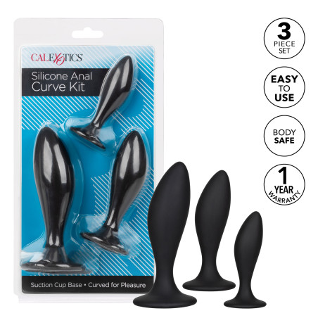 Lot de 3 plugs en silicone CURVE KIT Noirs