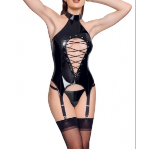 Guêpière Porte-Jarretelles VINYL BASQUE ROPE Noire