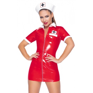 Tenue Infirmière VINYL NURSE Rouge