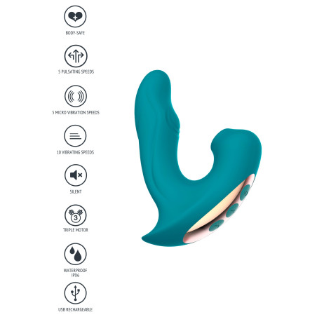 Stimulateur de clitoris et point G ETERNAL 15cm Turquoise