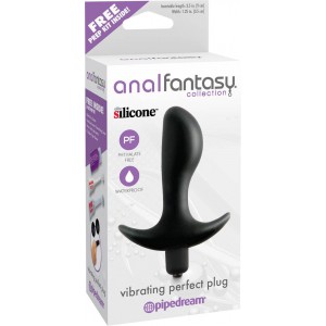 Plug vibrant perfect en silicone noir de 9 cm