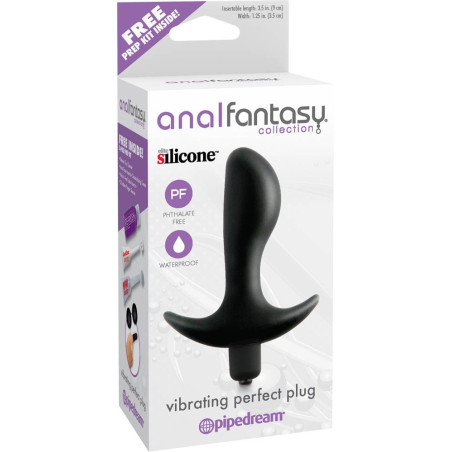Plug vibrant perfect en silicone noir de 9 cm