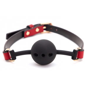 Bâillon Boule LINY THIN Noir-Rouge