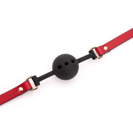 Bâillon Boule LINY THIN Noir-Rouge 2