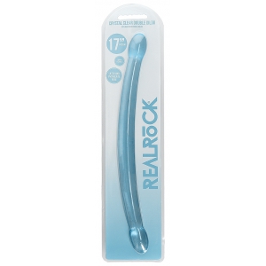 Double Gode CRYSTAL RealRock 42 x 3.5cm Bleu