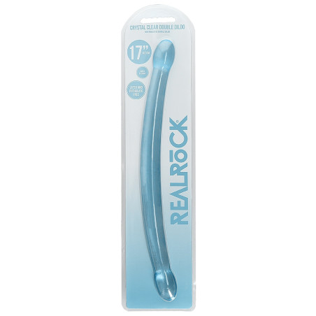 Double Gode CRYSTAL RealRock 42 x 3.5cm Bleu
