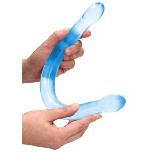 Double Gode CRYSTAL RealRock 42 x 3.5cm Bleu