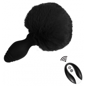 Plug vibrant avec pompon TAILYVIBE 6.5 x 3.1cm | Queue noire