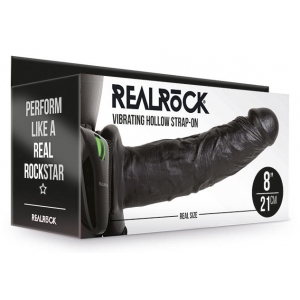 Gode ceinture vibrant HOLLOW VIBE RealRock 20 x 4.5cm Noir