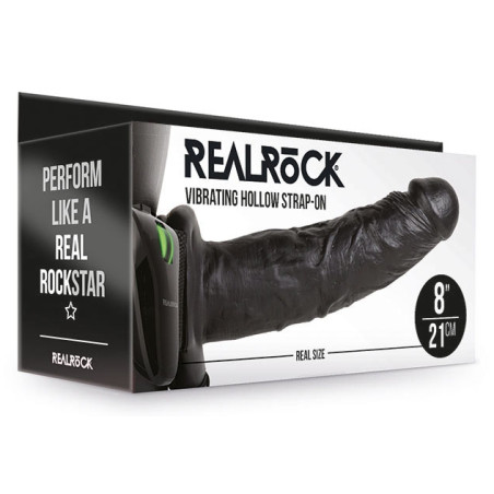 Gode ceinture vibrant HOLLOW VIBE RealRock 20 x 4.5cm Noir