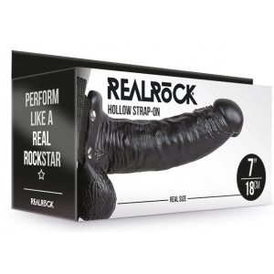 Gode ceinture creux HOLLOW STRAP ON RealRock 18 x 4.5cm Noir