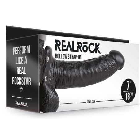 Gode ceinture creux HOLLOW STRAP ON RealRock 18 x 4.5cm Noir