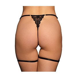 String avec Jarretelles MARIE Noir 2