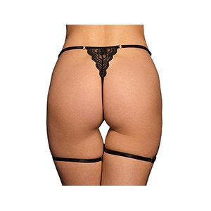 String avec Jarretelles MARIE Noir