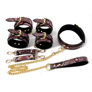 Kit Sm SNAKINE Collier et Menottes Noir-Rose