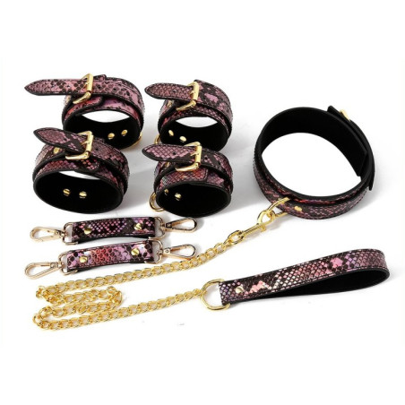 Kit Sm SNAKINE Collier et Menottes Noir-Rose