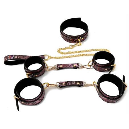 Kit Sm SNAKINE Collier et Menottes Noir-Rose