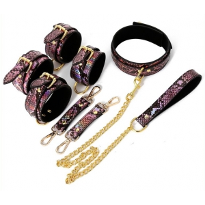 Kit Sm SNAKINE Collier et Menottes Noir-Rose