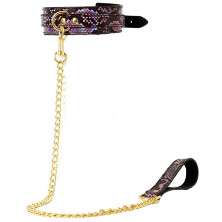 Collier-Laisse SNAKINE Noir-Rose
