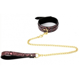 Collier-Laisse SNAKINE Noir-Rose 2
