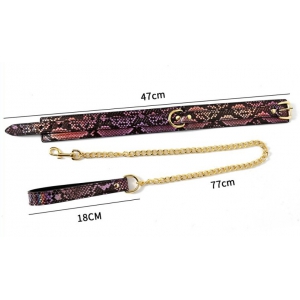 Collier-Laisse SNAKINE Noir-Rose