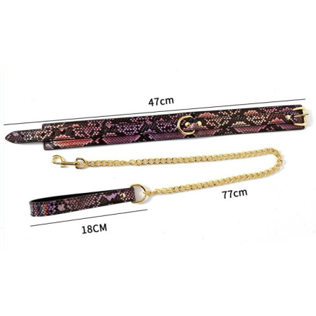 Collier-Laisse SNAKINE Noir-Rose