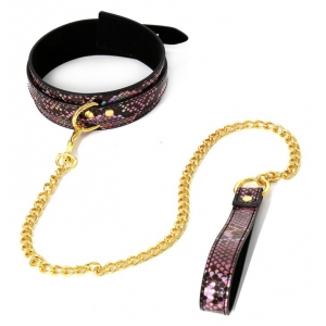 Collier-Laisse SNAKINE Noir-Rose