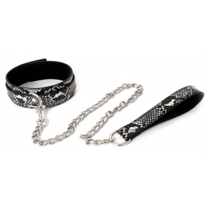 Collier-laisse SNAKINE Noir-Argenté