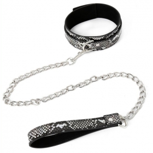 Collier-laisse SNAKINE Noir-Argenté