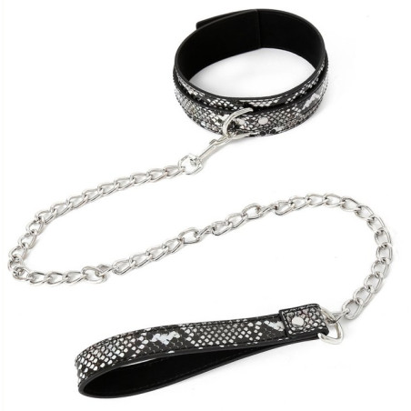 Collier-laisse SNAKINE Noir-Argenté