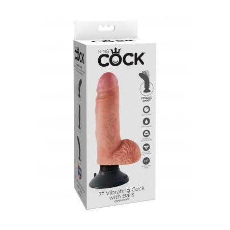 Gode vibrant avec ventouse King Cock 13.3 cm couleur chair