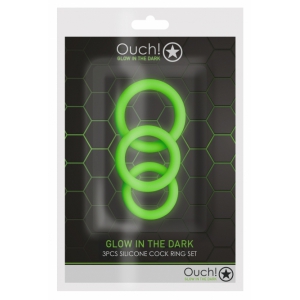 Lot de 3 cockrings phosphorescent GLOW ANNELS 20-30mm