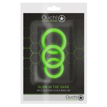 Lot de 3 cockrings phosphorescent GLOW ANNELS 20-30mm