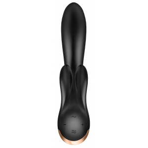 Vibro Rabbit connecté DOUBLE FLEX Satisfyer 20cm Noir