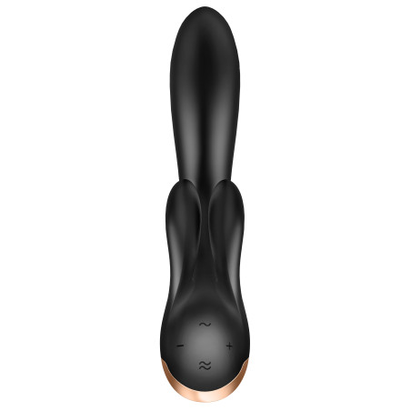 Vibro Rabbit connecté DOUBLE FLEX Satisfyer 20cm Noir