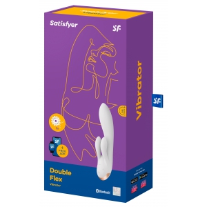 Vibro Rabbit connecté DOUBLE FLEX Satisfyer 20cm Blanc